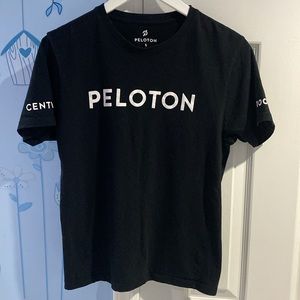 Peloton 100 Century Men’s Black Short Sleeves 100% Cotton T-Shirt Logos Size S !